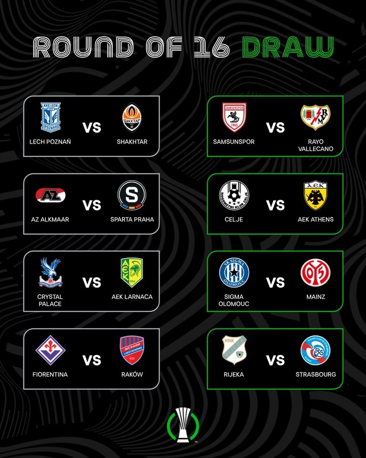 开云娱乐-欧协联1/8决赛对阵：水晶宫vsAEK拉纳卡 斯特拉斯堡vs里耶卡